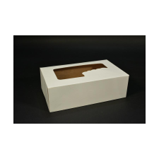 Magyar termék Papír süteményes doboz ablakos egyben fedeles 25x15x8 cm sütés és főzés