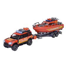 Majorette Land Rover tűzoltó autó hajóval - Piros autópálya és játékautó