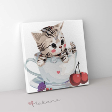 Makana Cirmos cica csészében - Számfestő készlet, kerettel (30x30 cm) kreatív és készségfejlesztő