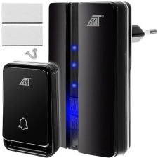 Malatec 23371 Vezeték nélküli csengő, IP44, 1 vevő, 1 adó, 150 m, fekete csengő