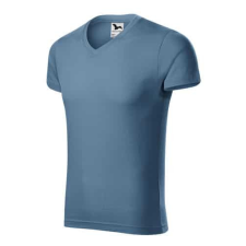 Malfini 146 Malfini Slim Fit V Nyakú férfi póló farmerkék munkaruha