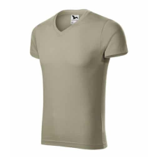Malfini 146 Malfini Slim Fit V Nyakú férfi póló világos khaki munkaruha