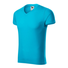 Malfini 146 Slim Fit V-neck férfi póló türkiz színben