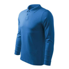 Malfini 211 Malfini Single J. LS galléros férfi póló azúrkék - XL