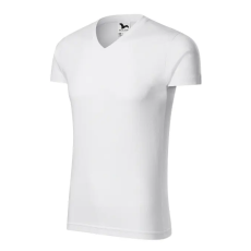 MALFINI, a.s. Slim Fit V-neck póló férfi fehér 3XL