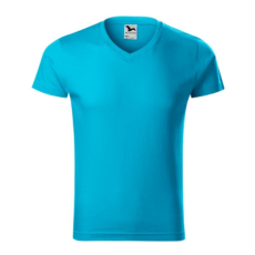 Malfini ADL146 SLIM FIT V-nyakú Férfi póló (türkizkék, L) Malfini