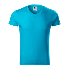 Malfini ADL146 SLIM FIT V-nyakú Férfi póló (türkizkék, M) Malfini munkaruha