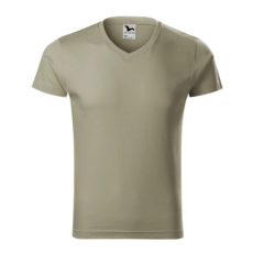 Malfini ADL146 SLIM FIT V-nyakú Férfi póló (világos kheki, L) Malfini