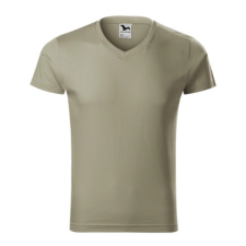 Malfini ADL146 SLIM FIT V-nyakú Férfi póló (világos kheki, M) Malfini munkaruha