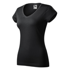 Malfini ADL162 FIT V-nyakú Női póló (ébenszürke, XL) Malfini
