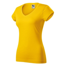 Malfini ADL162 FIT V-nyakú Női póló (sárga, XXL) Malfini