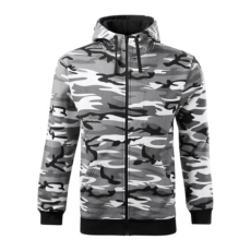 Malfini ADLC19 CAMO ZIPPER Cipzáros férfi pulóver (terepszín szürke, M) Malfini