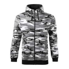 Malfini ADLC19 CAMO ZIPPER Cipzáros férfi pulóver (terepszín szürke, S) Malfini munkaruha