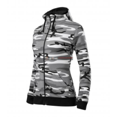 Malfini ADLC20 CAMO ZIPPER Cipzáros női pulóver (terepszín szürke, L) Malfini