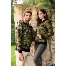 Malfini ADLC20 CAMO ZIPPER Cipzáros női pulóver (terepszín zöld, L) Malfini