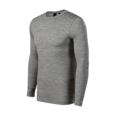 MALFINI Premium Merino Rise LS póló férfi sötétszürke melírozott M