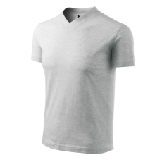 Malfini V-neck póló unisex világosszürke melírozott XL