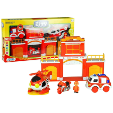 Malipen tűzoltóállomás készlet hangeffektusokkal autópálya és játékautó