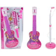 MalPlay Elektromos Gitárkészlet Állvány Mikrofonnal és Elemekkel Rózsaszínű (20895) készségfejlesztő