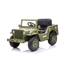 Mamido Gyermek elektromos katonai Jeep Willys világoszöld autópálya és játékautó