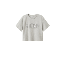 MANGO TEEN Shirt  szürke melír / fekete gyerek póló