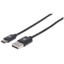 MANHATTAN 354936 USB-A apa - USB-C apa 2.0 Adat és töltő kábel - Fekete (3m) kábel és adapter