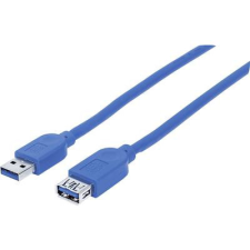 MANHATTAN USB 3.0 Hosszabbítókábel [1x USB 3.0 dugó, A típus - 1x USB 3.2 Gen 1 A alj] 1.00 m Kék Fólia árnyékolás, UL minősített, ... kábel és adapter
