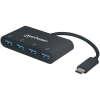 MANHATTAN USB elosztó UB 4 port USB 3.1 MANHATTAN "SuperSpeed USB 3.1 Type-C Hub"  fekete (162746)
