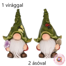  Manó álló virággal, ásóval 2 féle dekorációs kellék