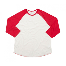 Mantis Uniszex 3/4-es ujjú póló Mantis Superstar Baseball T S, Mosott fehér/Meleg piros