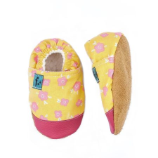 Manubaba Puhatalpú kiscipő az első lépésekhez - Sárga - rózsaszín virágok gyerek cipő