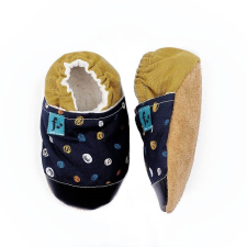 Manubaba Puhatalpú kiscipő az első lépésekhez - Sötétékék irka-firka gyerek cipő