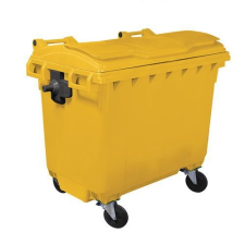 Manutan műanyag kültéri hulladékgyűjtő, 660 l űrtartalom, sárga szemetes