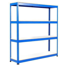 Manutan Rapid 1 fém polcállvány, 198 x 183 x 73 cm, 440 kg/polc, 4 laminált polc, kék bútor