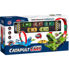 Manyuk Toys Dinoszaurusz alakú autókilövő, 44 cm autópálya és játékautó