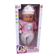Manyuk Toys Hangot adó játékbaba lármakornis ruhában - 35 cm baba