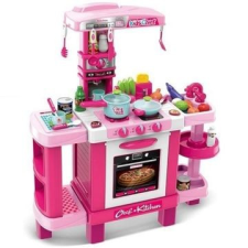 Manyuk Toys Kids Cook játékkonyha fénnyel és hanggal - 39 db-os szett, rózsaszín konyhakészlet
