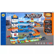 Manyuk Toys Négyemeletes rendőrségi parkoló játékszett - 64 db-os autópálya és játékautó