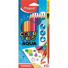MAPED Akvarell ceruza készlet, háromszögletû, ecsettel, MAPED "Color`Peps", 12 különbözõ szín színes ceruza