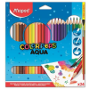MAPED Akvarell ceruza készlet, háromszögletű, ecsettel, MAPED "Color'Peps", 24 különböző szín