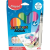 MAPED Akvarell filctoll készlet, 3,6 mm, ecsettel, MAPED "Color'Peps Aqua", 10 különböző szín