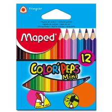 MAPED Color`Peps Mini színes ceruza készlet, háromszögletű, 12 különböző szín színes ceruza