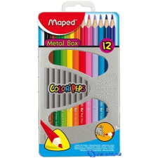 MAPED Color`Peps színes ceruza készlet, háromszögletű, fém doboz, 12 különböző szín színes ceruza