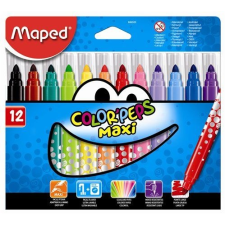 MAPED Filctoll készlet, 1-6 mm, kimosható, vastag, MAPED &quot;Color\&acute;Peps Maxi&quot;, 12 különböző szín filctoll, marker