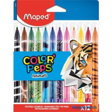 MAPED Filctoll készlet, 2,8 mm, kimosható, MAPED "Color’Peps Animals", 12 különböző szín filctoll, marker
