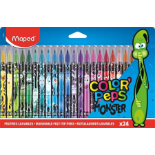 MAPED Filctoll készlet, 2,8 mm, kimosható, MAPED &quot;Color&#039;Peps Monster&quot; 24 különböző szín filctoll, marker