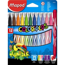 MAPED Filctoll készlet, 2,8 mm, kimosható, MAPED &quot;Color\&acute;Peps Jungle&quot;, 12 különböző szín filctoll, marker