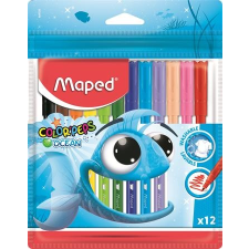 MAPED Filctoll készlet, 2 mm, kimosható, MAPED "Color`Peps Ocean", 12 különbözõ szín filctoll, marker