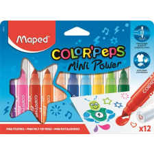 MAPED Filctoll készlet, 6,5 mm, kimosható, MAPED &quot;Color&#039;Peps Mini Power&quot;, 12 különböző szín filctoll, marker