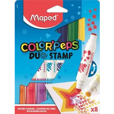 MAPED Filctoll készlet, 7,5 mm, kétvégû, MAPED "Color`Peps Duo Stamp" 8 különbözõ szín és minta toll